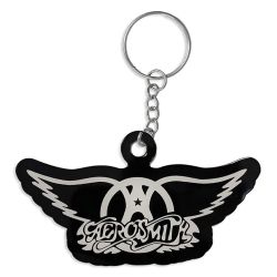 Aerosmith White On Black Logo Keychain